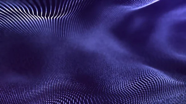 Enerji büyüsünün parçacıklarından ve noktalarından gelen soyut mavi dalga çizgileri ışık efekti ve bulanık Bokeh soyut arkaplanı