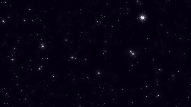 Kosmisk Stjärnhimmel Med Tindrande Stjärnor Stark Natt Glödande Lysande Stjärnor — Stockvideo
