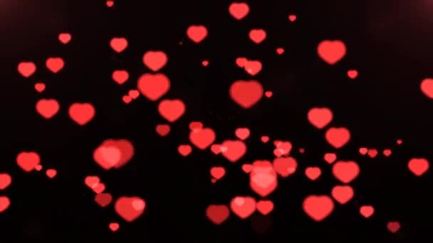 Valentines Day Neon Heart Background Glowing Red Hearts Love Marriage — Stock Video