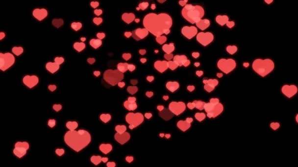 Abstract Red Hearts Dark Background Concept Valentine Day Anniversary Mother — Stock Video