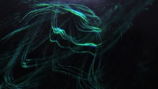 Κινούμενο Πράσινο Μπλε Χρώμα Κυματιστό Αφηρημένο Ψηφιακό Υπόβαθρο Σωματιδίων Κινούμενο — Αρχείο Βίντεο