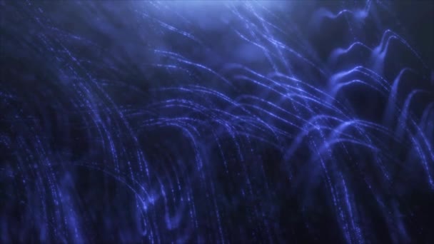 Κινούμενα Ψυχρώ Μπλε Χρώμα Κυματιστό Αφηρημένο Ψηφιακό Υπόβαθρο Σωματιδίων Κινούμενο — Αρχείο Βίντεο