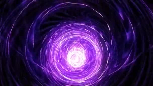 4K动画分形在黑色背景上呈现紫色抽象螺旋形 — 图库视频影像