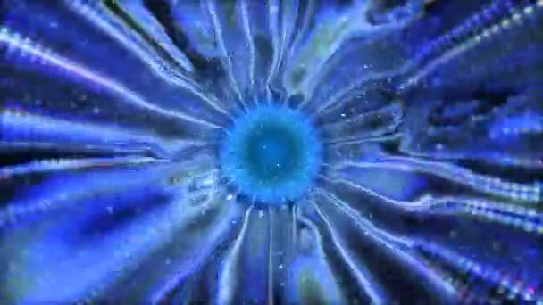 미래의 파란색 복도에서 끝없는 하이퍼스페이스 터널의 애니메이션 비디오 렌더링 — 비디오
