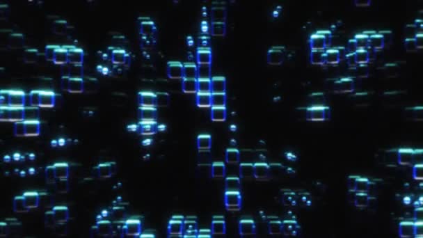 Renderização Tecnologia Digital Abstrato Azul Cubos Mosaico Azulejo Movimento Padrão — Vídeo de Stock