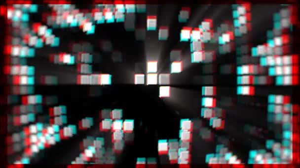 Halvton Rutor Rörelse Bakgrund Cubes Tech Bakgrund Animation Med Strålar — Stockvideo
