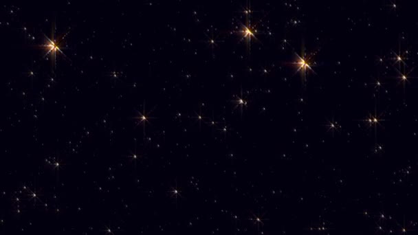 Kosmische Sterrenhemel Met Fonkelende Oranje Sterren Sterrennacht Stralende Sterren Fonkelende — Stockvideo