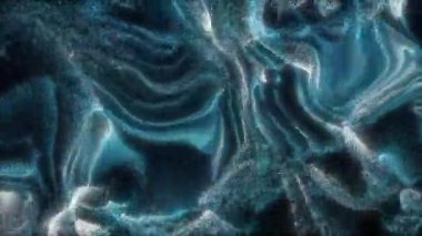 Parlayan mavi ve beyaz parçacıklardan oluşan soyut dalgaların animasyonu koyu arkaplan, hareket grafikleri üzerinde yüzer etkisi ile