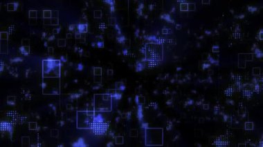 Teknoloji konseptinde mavi animasyon geçmişi. Soyut mavi LED dikdörtgenler. Teknoloji dijital kare mavi renk arkaplanı. Mavi piksel ızgara arka planı. 4k animasyon.