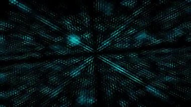 Parçacıklardan ve noktalardan oluşan parlak dijital siber mavi çizgiler, büyük veri görselleştirmesi, geleceksel ve teknolojik arkaplan.