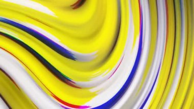 Soyut, dalgalı, sarı renkli arka plan. Modern renkli duvar kâğıdı. 3D görüntüleme. Kademeli dalgaların akış hareketi arka planı 4k