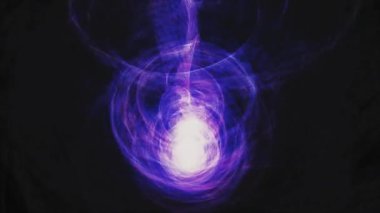 Soyut hipnotik mor renkli girdap dalgaları. Soyut hareketli grafiksel girdap neon ışıkları aura ve rotasyon süslü desen ışığı, dinamik dj malzeme.