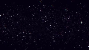 Karanlık uzayda video efekti için parlayan yıldız. Görüntü arkaplanı için soyut simli doku canlandırması