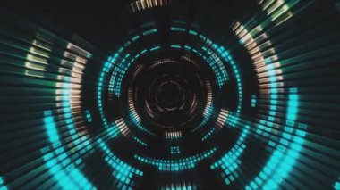 Fütürist bilim kurgu tünel koridoru. Parlak ışınlı tuğla desenli. 3D hisse senedi arkaplanı canlı duvar kağıdı.