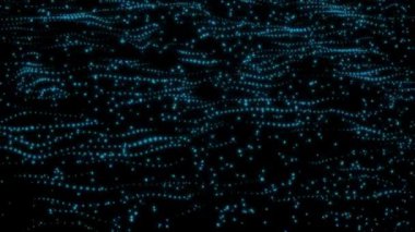 Mavi fantezi, soyut teknoloji ve mühendislik, arka plan 3 boyutlu animasyon, döner, dinamik dalgalanma hareketi yaratır. Alan derinliğine sahip 4k organik parçacık alanı