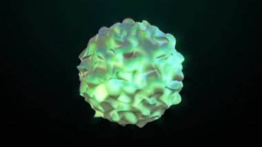 Yeşil eğimli titreşimli top. Topla soyut arkaplan. Hareket tasarım şablonu. Dalgalı dalgalı üç boyutlu yeşil nesne. Üç boyutlu hızlı animasyon. Dinamik bileşim.