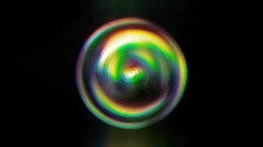 Pek çok renkten oluşan hızlı dönen bir küre. Hareketli video efektleri için dinamik 3d görüntüleme arkaplanı.