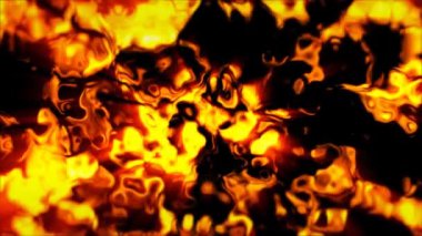 Turuncu ışık ışınlarıyla patlayan ateşli bir turuncu lav kabarcığı. Soyut arkaplan.