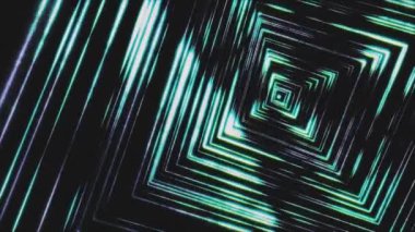 Geometrik küp şeklinin 3 boyutlu animasyonu, görsel efektli çok katlı tünel. Renkli satırlar soyut arkaplan canlandırması