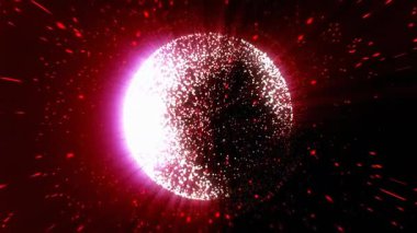 Muazzam bir patlamanın çarpıcı kozmik görüntüsü çeşitli renklerde canlı parçacıklar yaratıyor. Işığın ve gölgelerin dinamik hareketi izleyiciyi karanlık bir ortamda cezbeder. Video 4k, hareket tasarımı