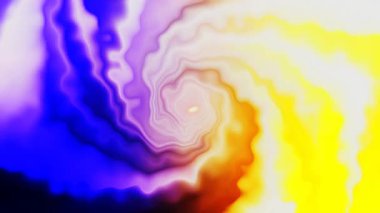 Girdap renklerin dinamik bir görüntüsü büyüleyici bir animasyonda mor, sarı ve beyaz renkli canlı renkler sergiliyor. Video 4k, hareket tasarımı