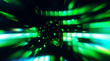 Hızla değişen ışık dizaynları alanı enerji ile doldurarak, izleyicinin ilgisini çeken parlak yeşillik ve mavilerin bir karışımını sergiliyor. Video 4k, hareket tasarımı