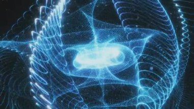 Dinamik mavi girdap desenleri dijital bir evrende büyüleyici bir görsel deneyim yaratıyor. Karmaşık tasarımlar ve geceleri hareketler sergiliyor. Video 4k, hareket tasarımı