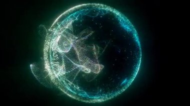 Göz kamaştırıcı bir ışık ve renk görüntüsü ekranı canlı parçacıklarla parıldayan dijital bir küre gibi doldurur ve büyüleyici bir görsel deneyim yaratır..