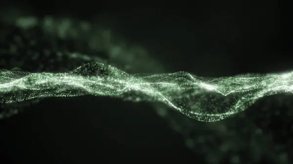 4K bokeh siyah arka planda sihirli hareket tasarımı tarzında. Animasyon görüntüleri. Bokeh efektli yeşil parçacıklar. 3B Hazırlama.