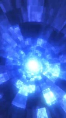 Işık desenleri ve büyüleyici efektlerle dolu soyut mavi bir tünelde büyüleyici bir yolculuk yaşayın..