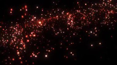 Hareketli parçacıklar, hareketli bir şehirde neşeli bir akşam boyunca büyüleyici bir izleyici kitlesi tarafından karanlık bir zemin üzerinde dönüyor..