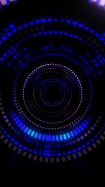 Dönen mavi ve siyah bir tünel büyüleyici desenler yaratır, izleyicileri göz kamaştırıcı bir görsel deneyime çeker..