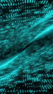 Parlak veri çizgileri ve şablonlarla dolu dinamik dijital bir arazide büyüleyici bir yolculuk yaşayın..