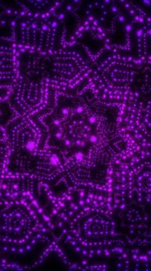 Dönen mor ve pembe ışık desenleri karanlık bir arkaplan karşısında büyüleyici tasarımlar yaratır..