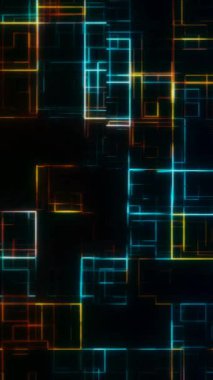 Renkli neon çizgileri, karanlık bir arkaplan karşısında ritmik desenlerle hareket ederek canlı bir atmosfer yaratıyor. Telefonlar için dikey duvar kağıtları