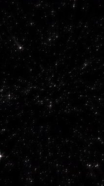 Parlayan yıldızlarla dolu karanlık bir alan içeren büyüleyici bir soyut hareket tasarımı deneyin..