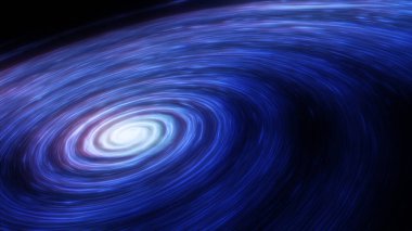 Zamanda ve uzayda bir solucan deliği, bilim kurguda bükülüyor. Renkli yıldızlar arasında hiper uzayda soyut bir sıçrama. Mavi uzay tünelinde uçarken. 