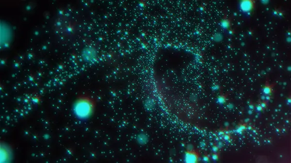 Soyut büyük veri teknolojisi parlayan parçacıkların arka planında yer alıyor. Dalga parçacıkları ile dijital imza, ışılda. Veri akışı konsepti, veri aktarımı. Kusursuz üç boyutlu. 4K canlandırması
