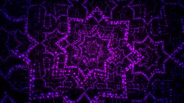 Mor Kaleydoskop desenleri. 4K Soyut Hareket Grafikleri Arkaplanı. Eşsiz Kaleydoskopik Animasyon. Güzel Parlak Süs