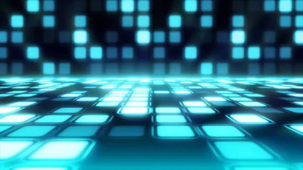 Soyut mavi neon ışıklı kare, sahne arkaplanı 4k. Modern renkli ışıklandırma, retro futuristik arkaplan videosu