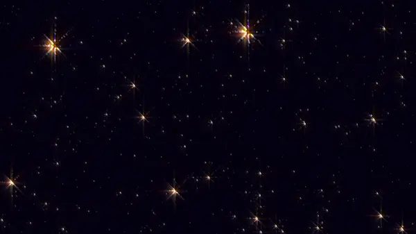 Parıldayan turuncu yıldızlı kozmik yıldızlı gökyüzü. Yıldızlı gece, parlayan yıldızlar, gökyüzünde parlayan yıldızlar, karanlık arkaplan animasyonu 4k görüntü