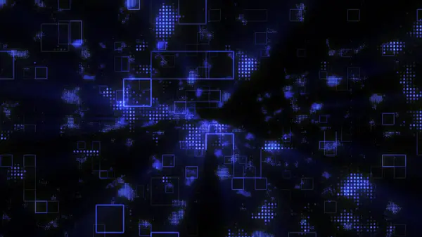 Teknoloji konseptinde mavi animasyon geçmişi. Soyut mavi LED dikdörtgenler. Teknoloji dijital kare mavi renk arkaplanı. Mavi piksel ızgara arka planı. 4k animasyon.