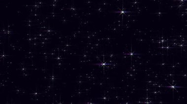 Karanlık bir arka planda ışıldayan yıldızların rahatlatıcı ve soyut animasyonunun tadını çıkarın..