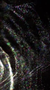 Karanlık bir arka planda büyüleyici renkli desenler. Görsel bir yolculuk yaratıyor..