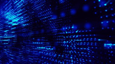 Kraliyet mavi parçacıklarının canlandırılmış soyut arkaplan ve parlayan ışınları arka plan, doku veya desen tasarladı