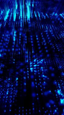 Parlayan parçacıklarla dinamik mavi animasyon görsel deneyimleri geliştirir. Telefonlar için dikey duvar kağıtları