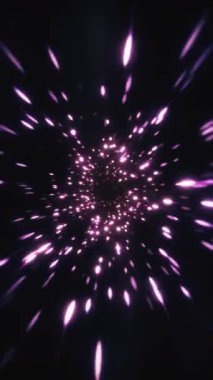 Çarpıcı bir soyut animasyonda parlak kozmik bir ışık patlaması ve dönen pembe renkler tünelinde seyahat edin..