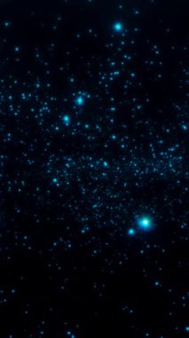 Parıldayan mavi ışıkları olan karanlık yıldızlı bir arka planın büyüleyici soyut bir animasyonunu keşfedin. Telefonlar için dikey duvar kağıtları