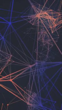 Birbirine bağlı hatlar karanlık bir arkaplanda bir ağ oluşturur, yer değiştirir. Telefonlar için dikey duvar kağıtları.