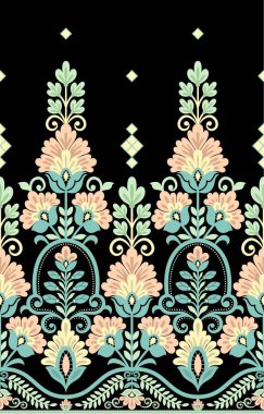 Çiçek desenleri pürüzsüz. Arka plan Kusursuz Desensiz Etnik desen Ikat Arka plan, halı, duvar kağıdı, giysi, Batik, kumaş, tekstil baskısı için Dijital baskı tekstili.
